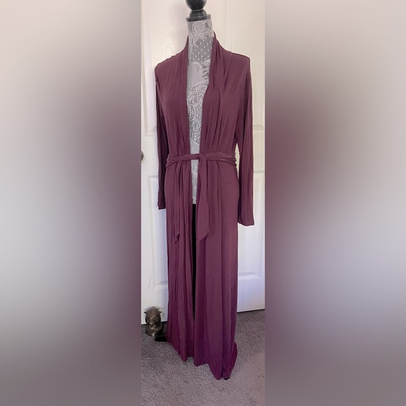 Soma Dark Purple Eggplant Burgundy Long Robe rayon medium - Picture 1 of 9
